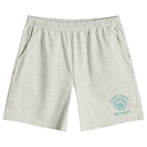 Sporty & Rich Men's Emblem Gym Shorts in Heather Grey/Caribbean Size Large